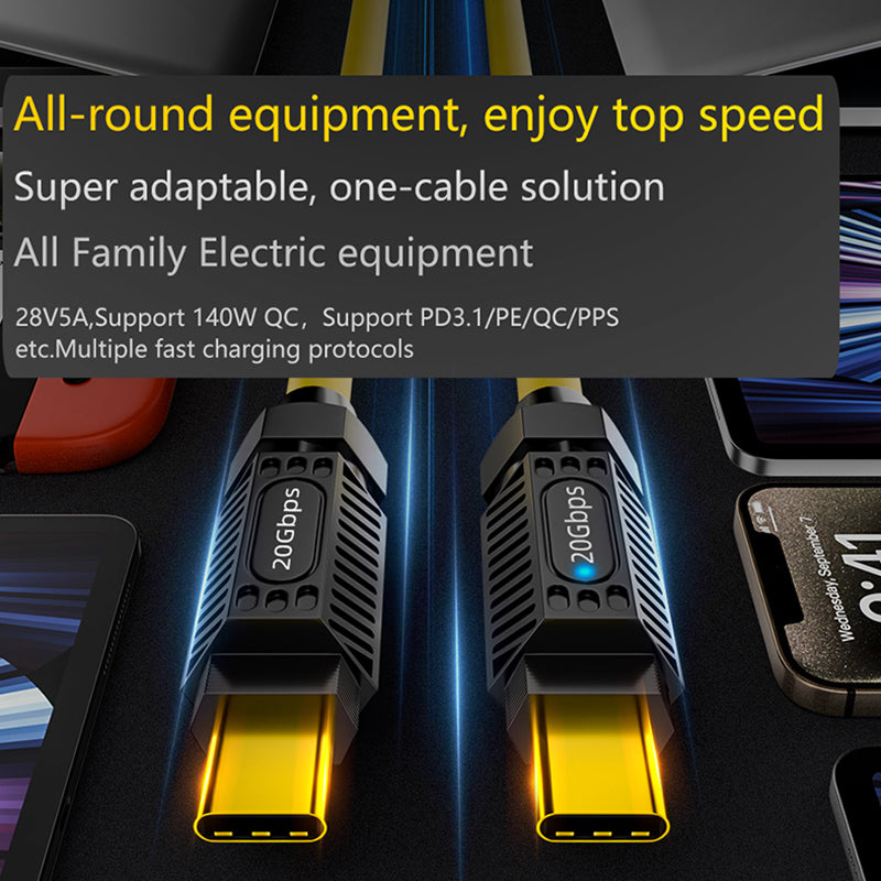 1m 8K 60Hz Audio Video Transmission 140W 20Gbps USB3.2 Type-C Data Cable 1m 8K 60Hz Audio Video Transmission 140W 20Gbps USB3.2 Type-C Data Cable